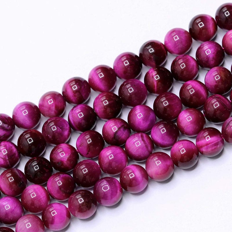 PLTbeads Natural Gemstone Loose Beads Smooth Round Approxi 15 inch DIY Bracelet Necklace for Jewelry Making (8mm, Pink Tiger Eye) - Image 4